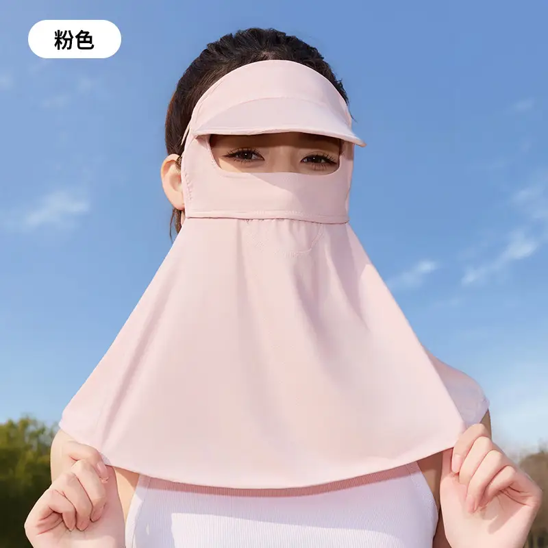 Mask Women's Vinyl Brim Forehead Neck Protector All-In-One Full Face Face Mask Upf1000+ Cycling Ice Silk Sunscreen Mask