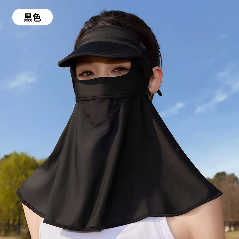 Mask Women's Vinyl Brim Forehead Neck Protector All-In-One Full Face Face Mask Upf1000+ Cycling Ice Silk Sunscreen Mask