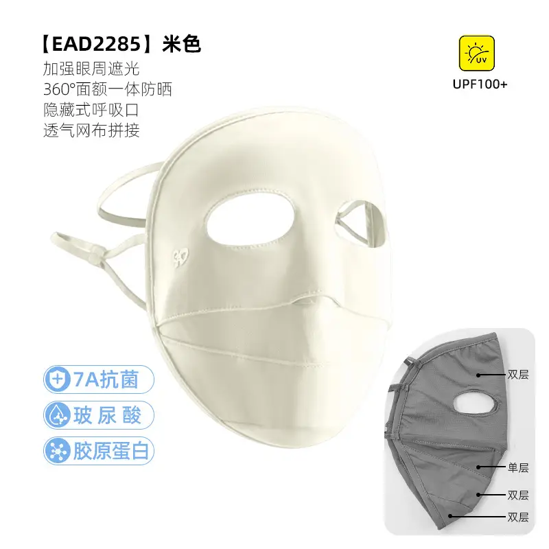 Mask Women's Vinyl Brim Forehead Neck Protector All-In-One Full Face Face Mask Upf1000+ Cycling Ice Silk Sunscreen Mask