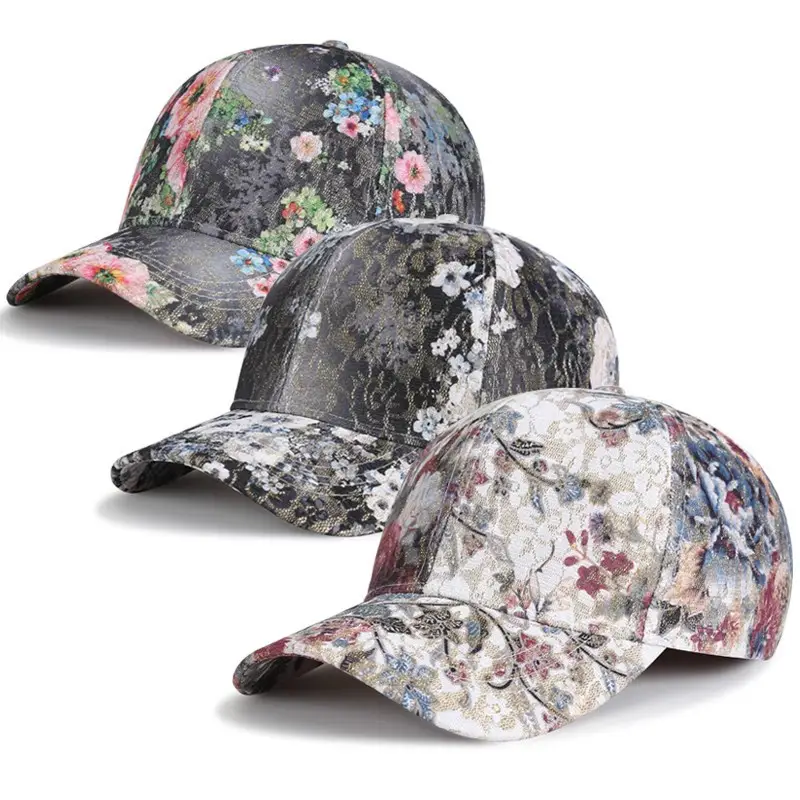 Women Floral Print Baseball Cap Korean Style - Image 5
