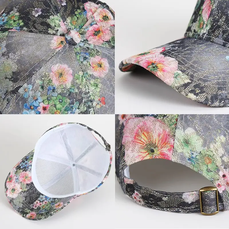 Women Floral Print Baseball Cap Korean Style - Image 6