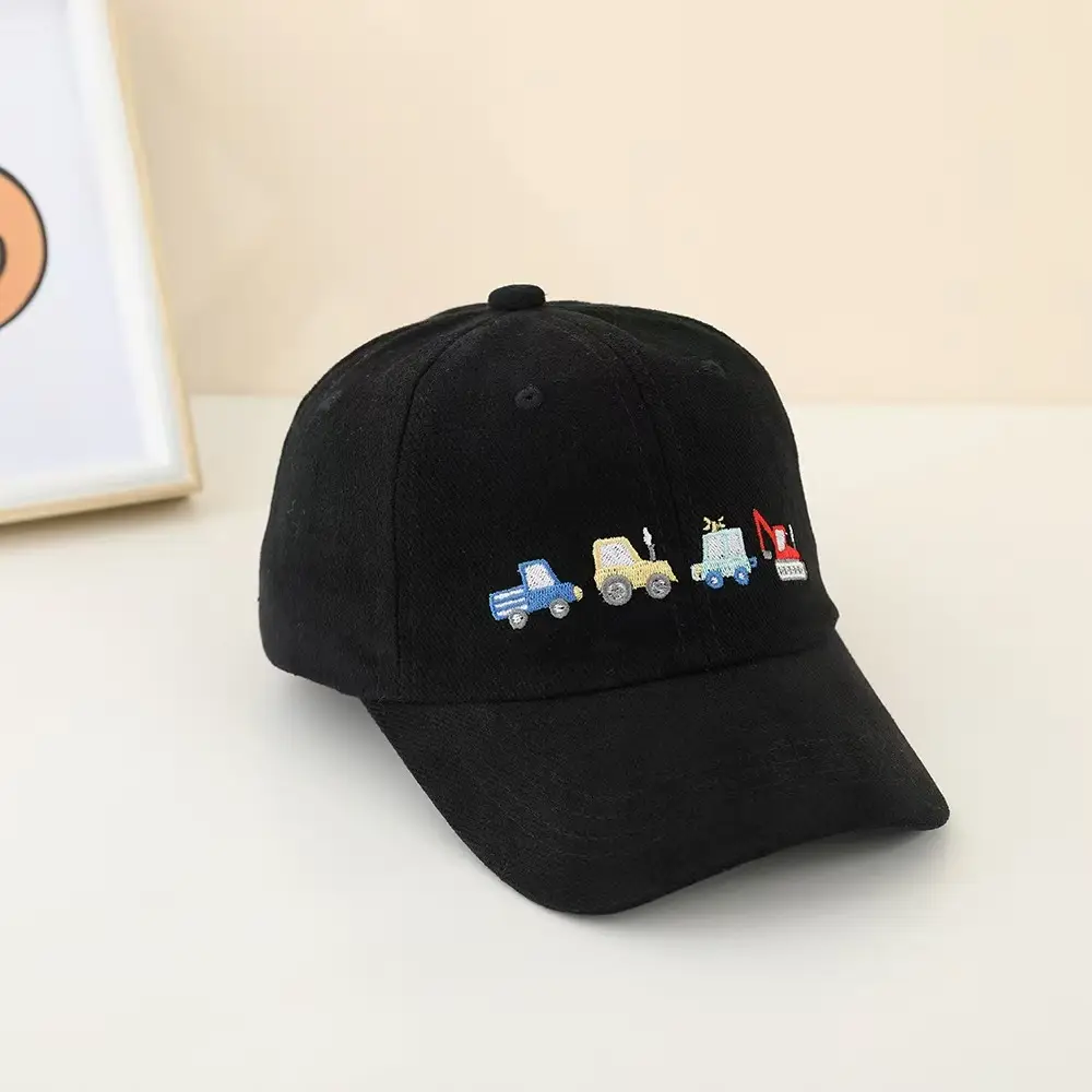 Cross-Border Cartoon Embroidered Black Cap for Kids — feature 7