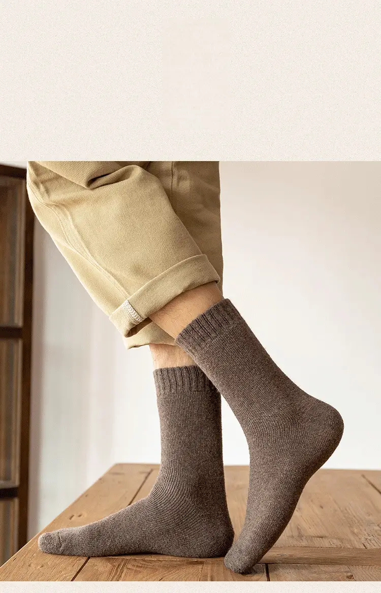 Ultra-Thick Wool Socks for Men in Autumn and Winter, Thickeneded and Velvet Long Cashmere Warm and Cold-Resistant Cotton Socks, High Winter Socks — feature 6