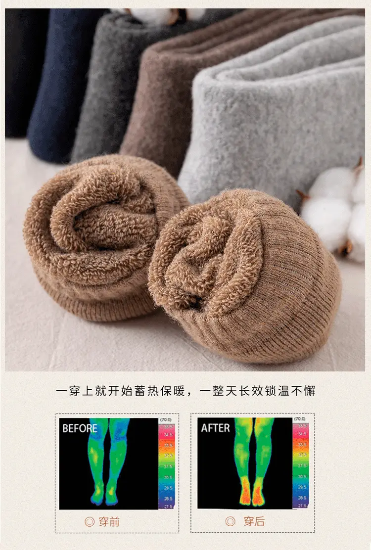 Ultra-Thick Wool Socks for Men in Autumn and Winter, Thickeneded and Velvet Long Cashmere Warm and Cold-Resistant Cotton Socks, High Winter Socks — feature 8