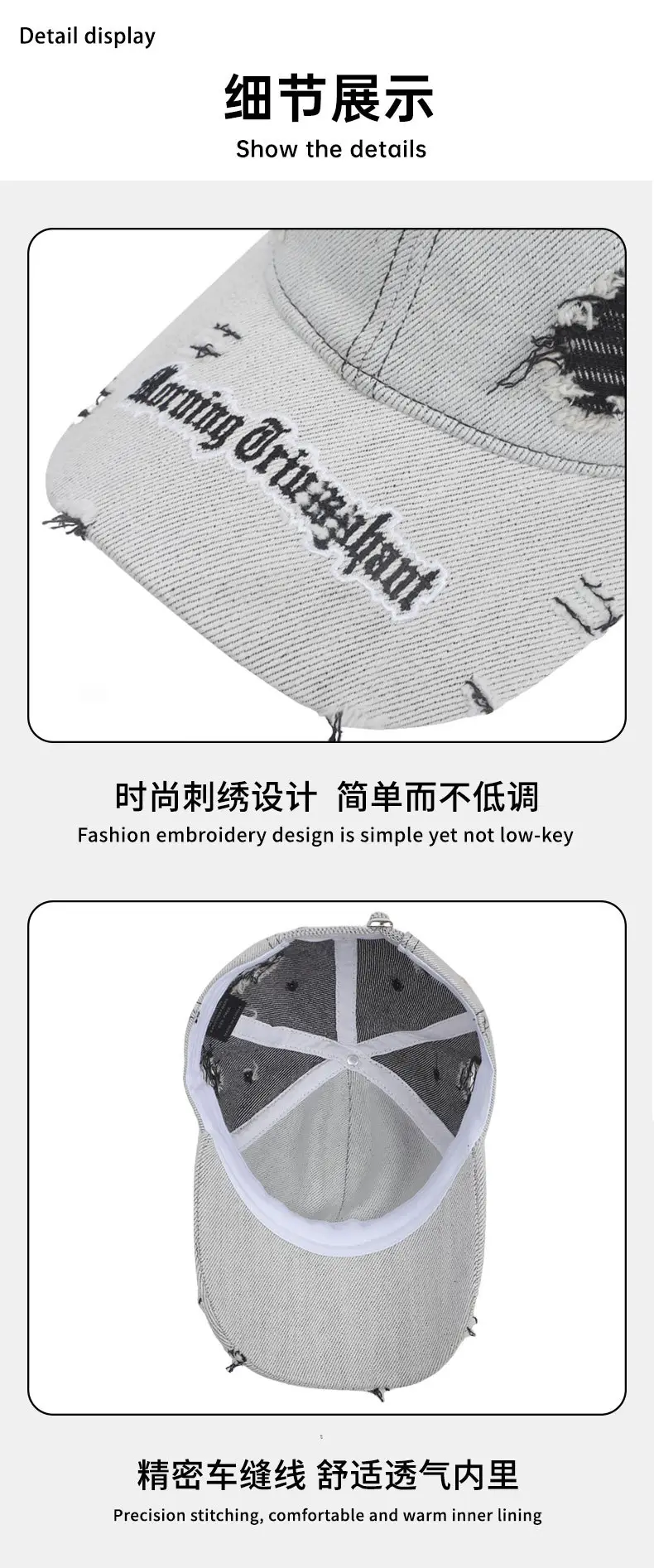 Light Gray Peaked Cap for Women with American Flag Design — feature 14