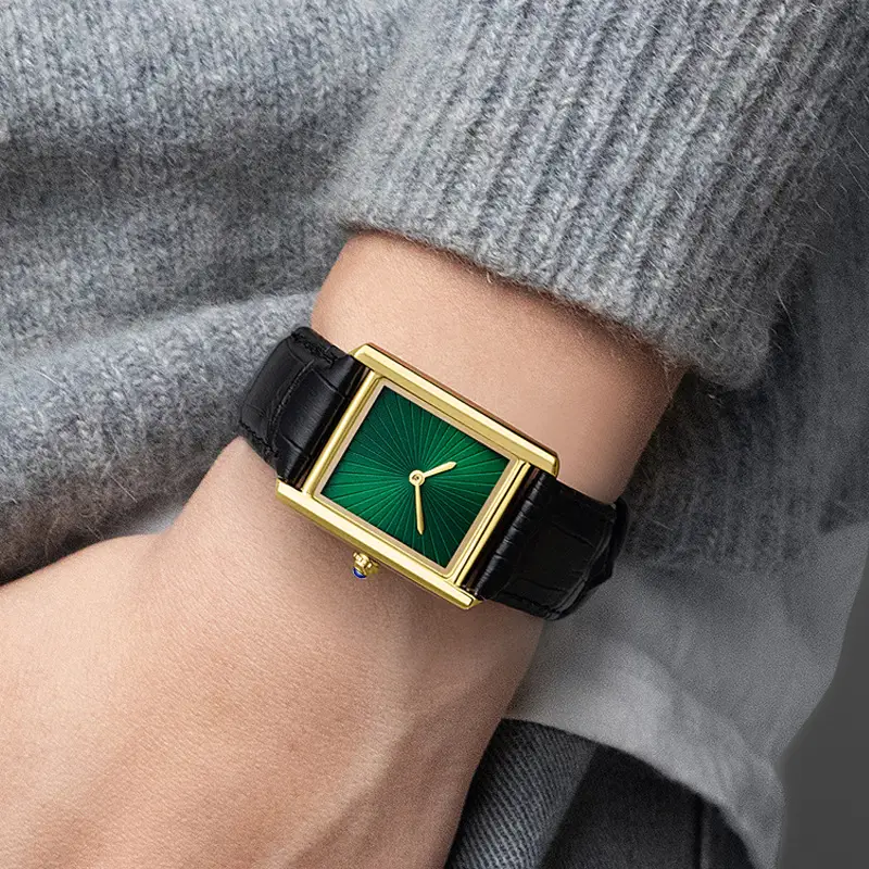 Foreign Trade New Product Men's Casual Watch Classic Simple Square Two-Pin Quartz Watch Belt Waterproof Men's Watch Wholesale