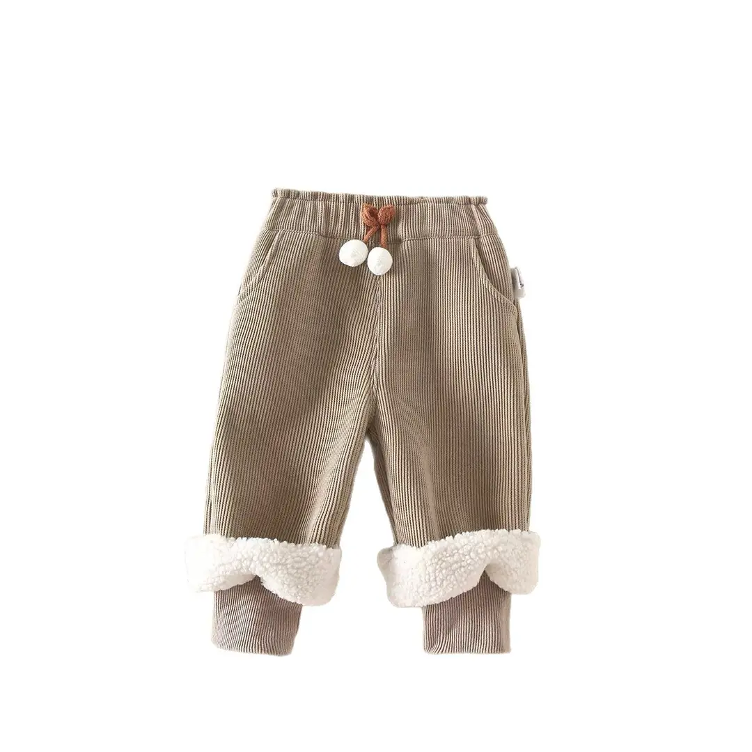 2026 New Girls' Fleece-Lined Thickened Pants for Autumn and Winter, Warm Pants for Toddlers, Children's Outerwear Integrated Fleece Long Pants, Children's Clothing