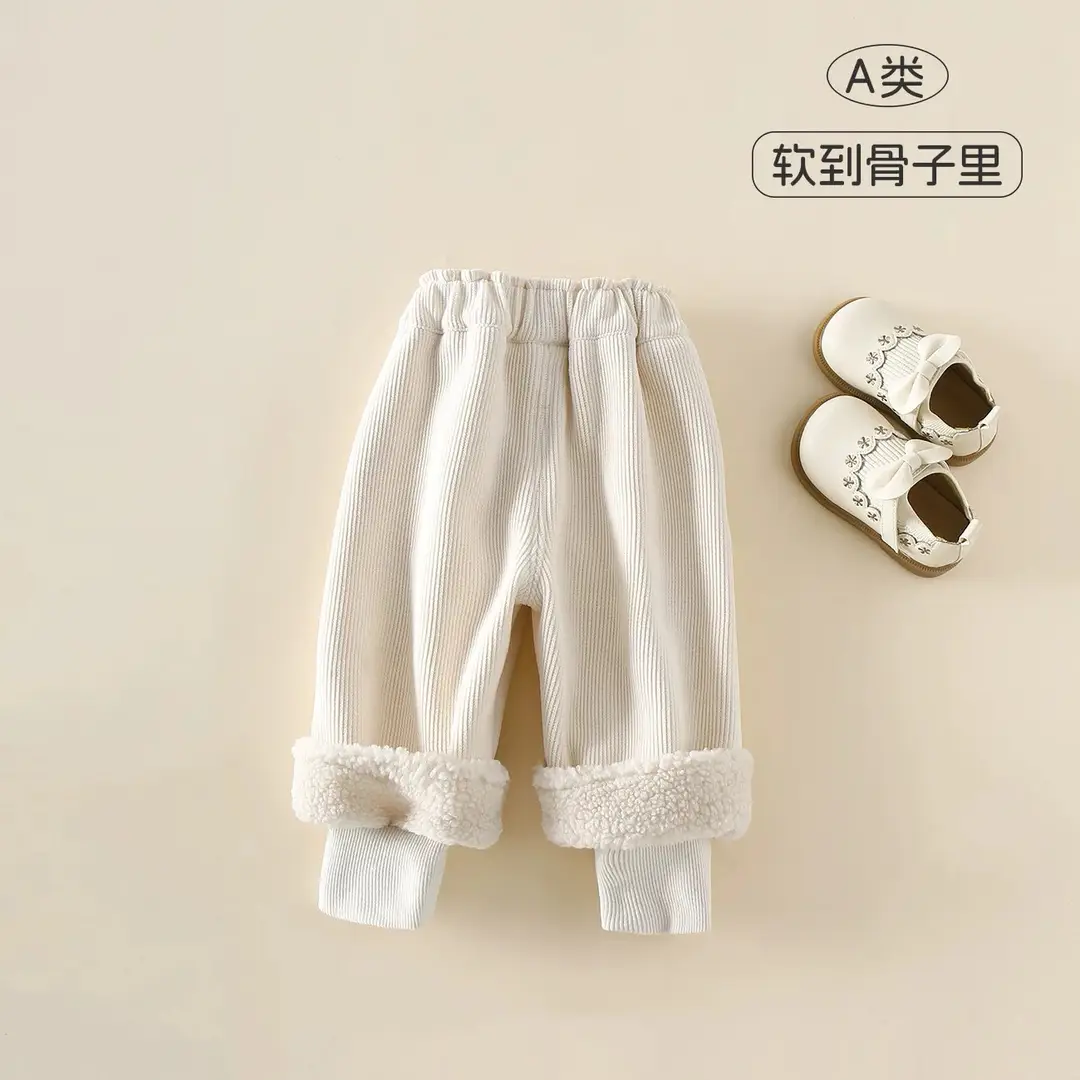2026 New Girls' Fleece-Lined Thickened Pants for Autumn and Winter, Warm Pants for Toddlers, Children's Outerwear Integrated Fleece Long Pants, Children's Clothing — feature 2