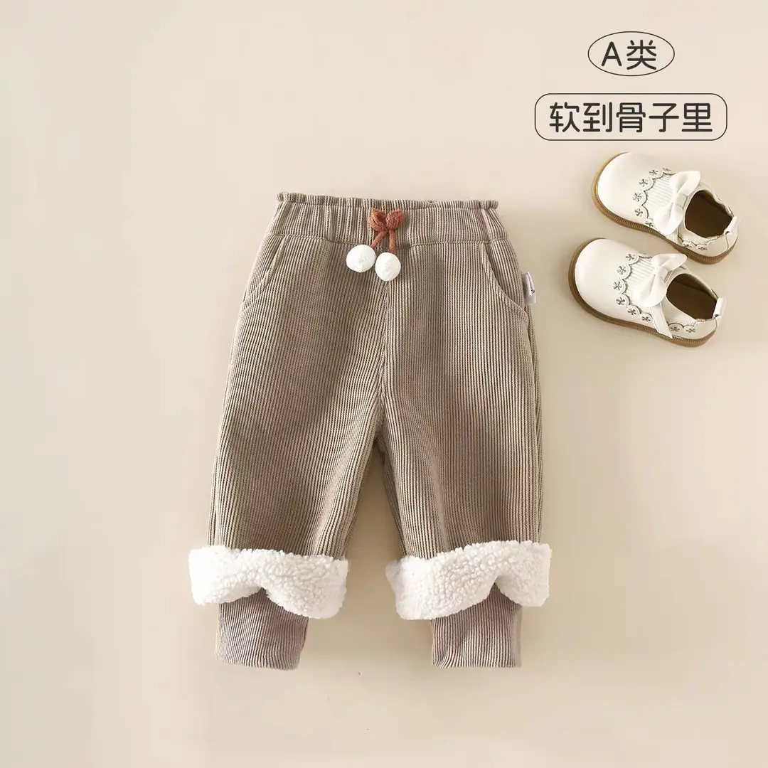 2026 New Girls' Fleece-Lined Thickened Pants for Autumn and Winter, Warm Pants for Toddlers, Children's Outerwear Integrated Fleece Long Pants, Children's Clothing — feature 3