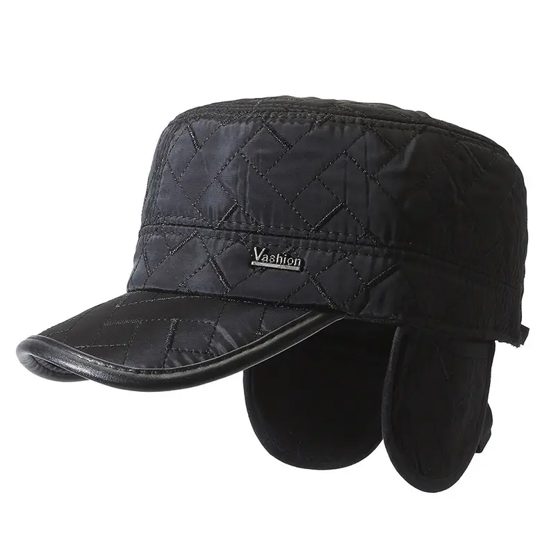 Winter Quilted Duckbill Cap for Men Black - Image 3