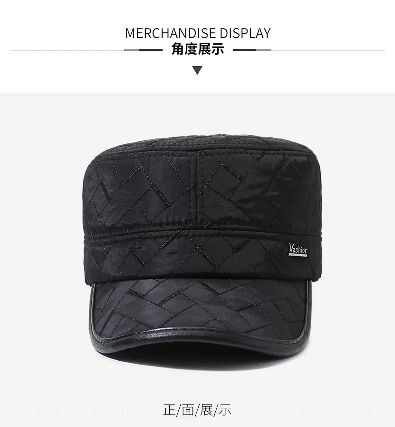 Winter Quilted Duckbill Cap for Men Black — feature 4