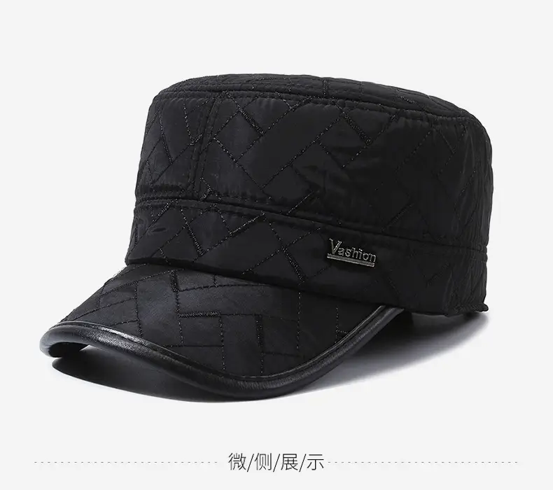 Winter Quilted Duckbill Cap for Men Black — feature 5