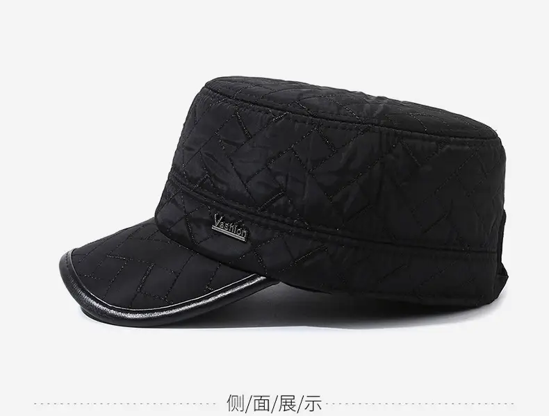 Winter Quilted Duckbill Cap for Men Black — feature 6