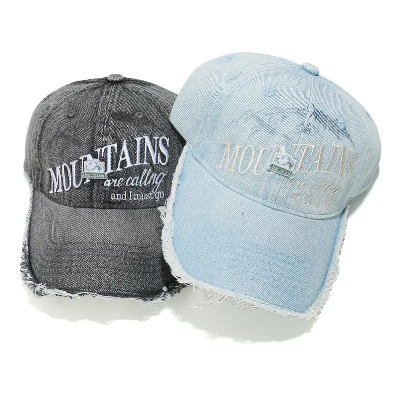 Wash Denim Mountain Letter Baseball Cap for Women - Image 9