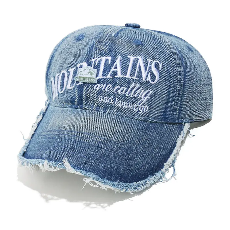 Wash Denim Mountain Letter Baseball Cap for Women - Image 3