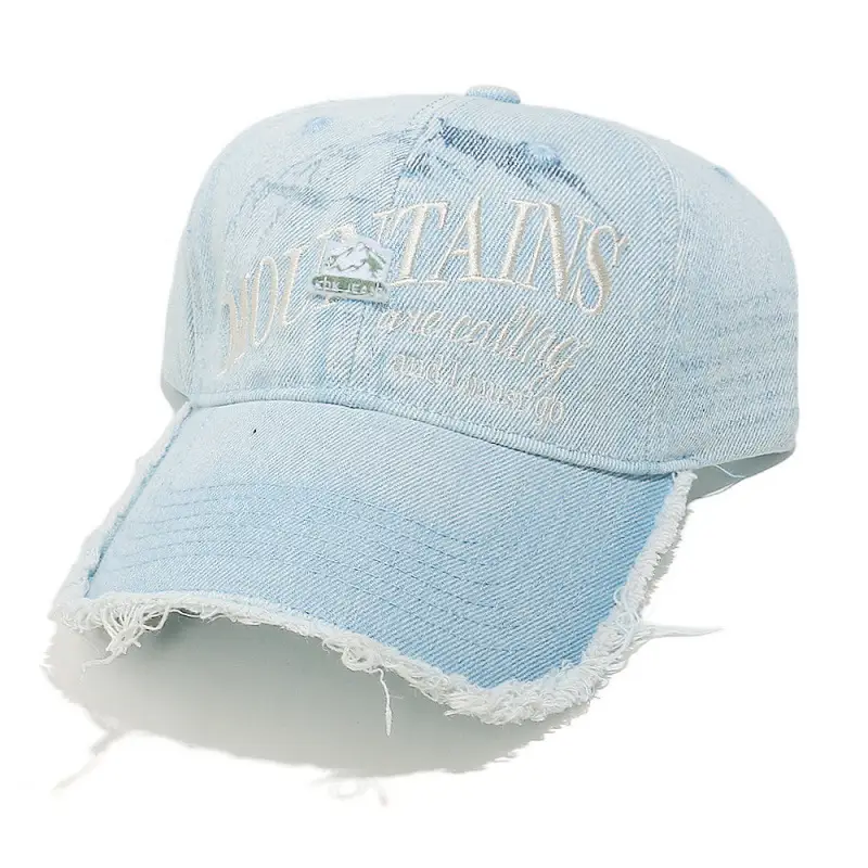 Wash Denim Mountain Letter Baseball Cap for Women - Image 4