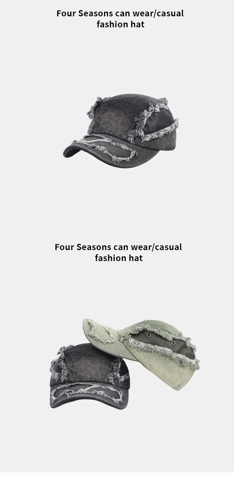 Women Cross-Border Distressed Gradient Niche Baseball Cap — feature 10