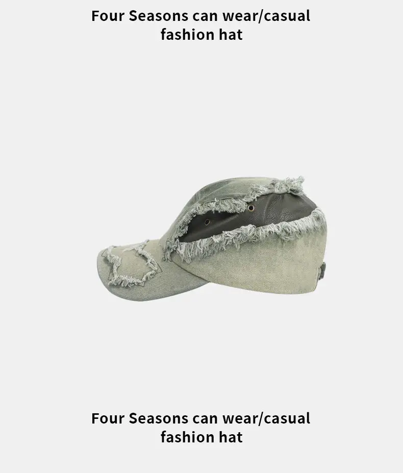 Women Cross-Border Distressed Gradient Niche Baseball Cap — feature 11