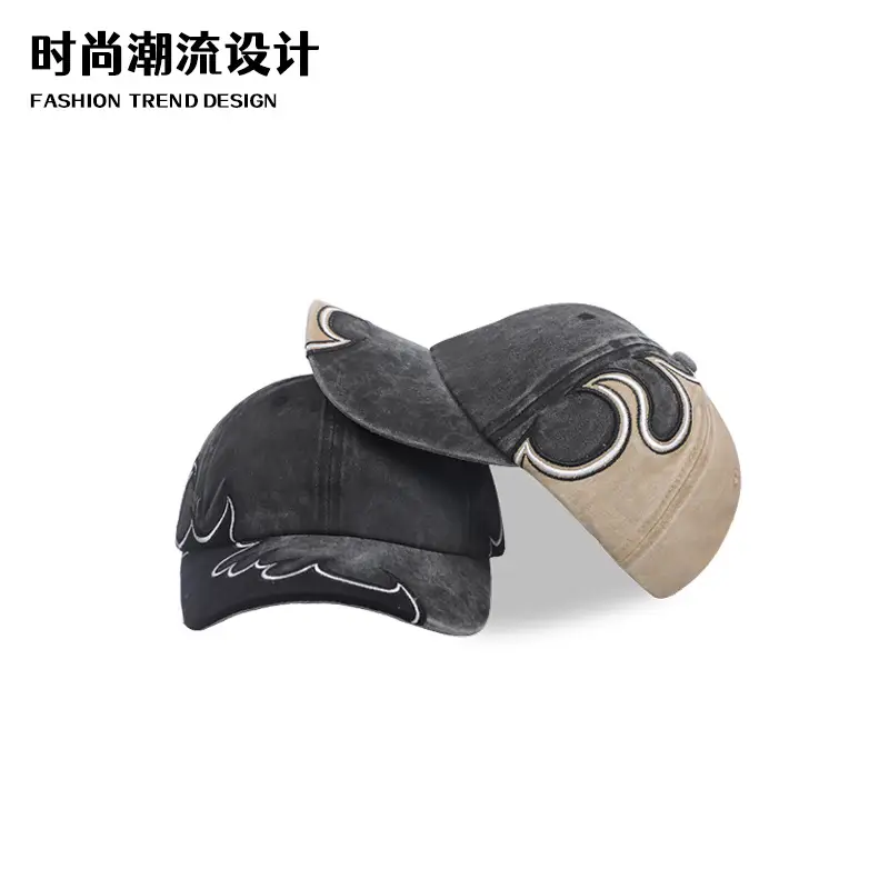 Men Heavy Duty Gray Duckbill Cap with Chinese Embroidery