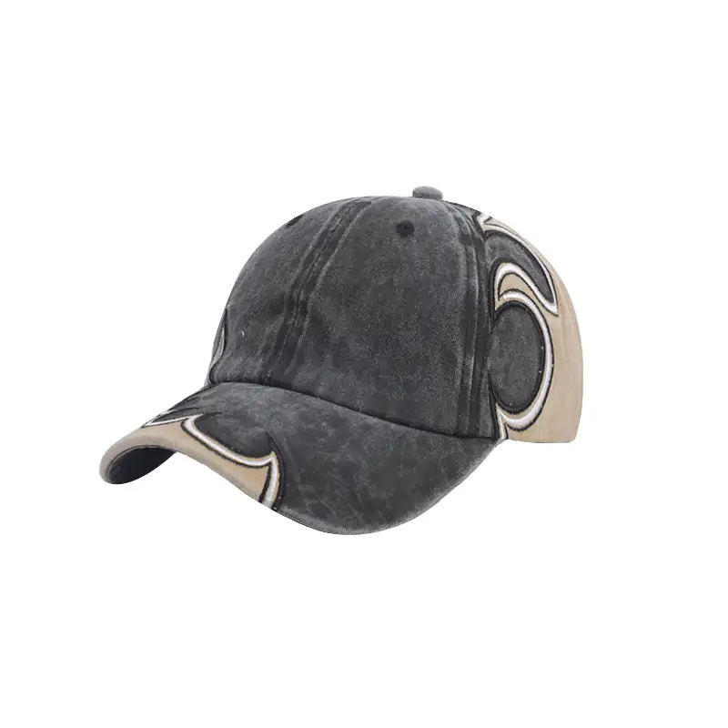 Men Heavy Duty Gray Duckbill Cap with Chinese Embroidery