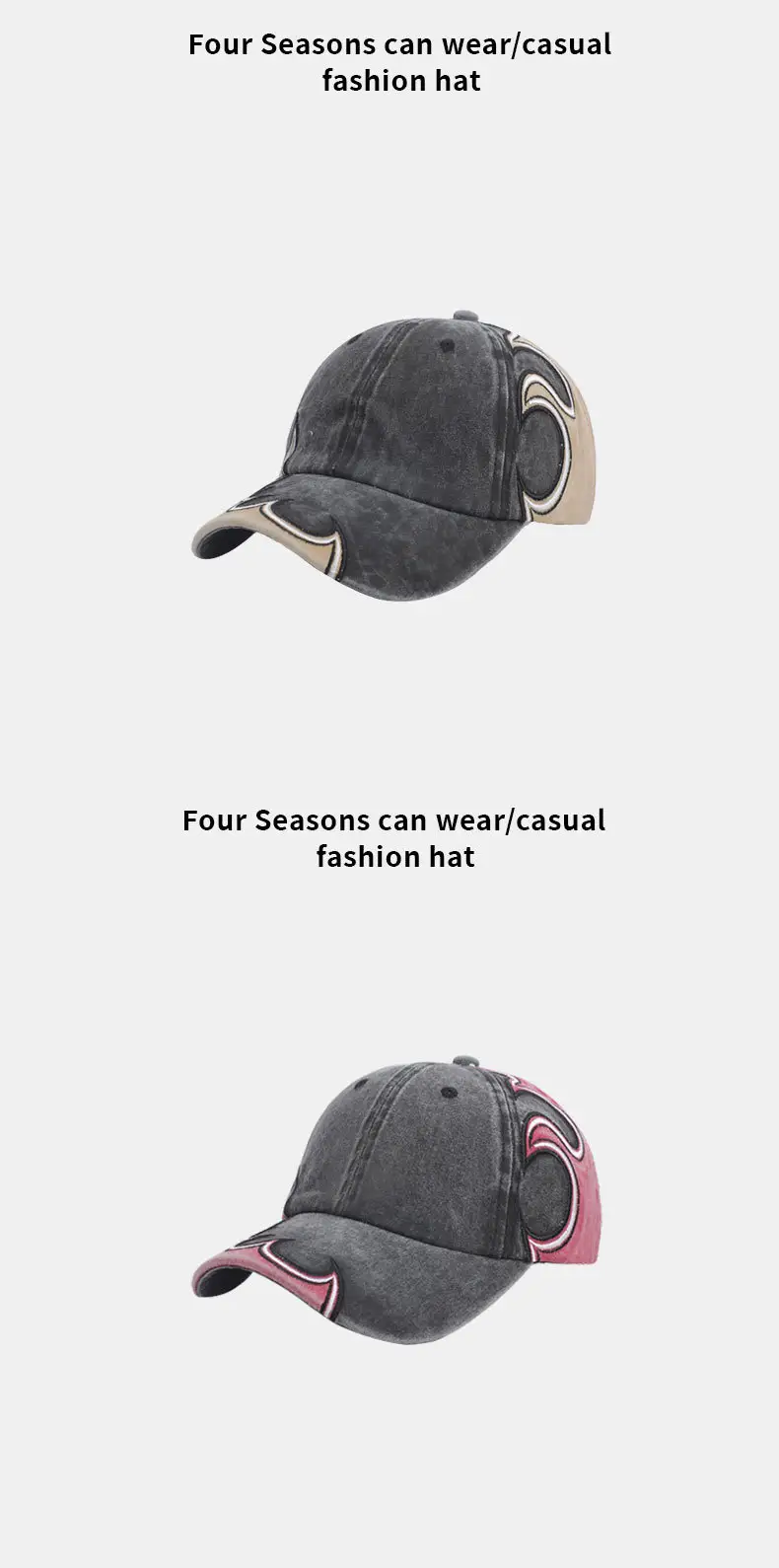Men Heavy Duty Gray Duckbill Cap with Chinese Embroidery — feature 10