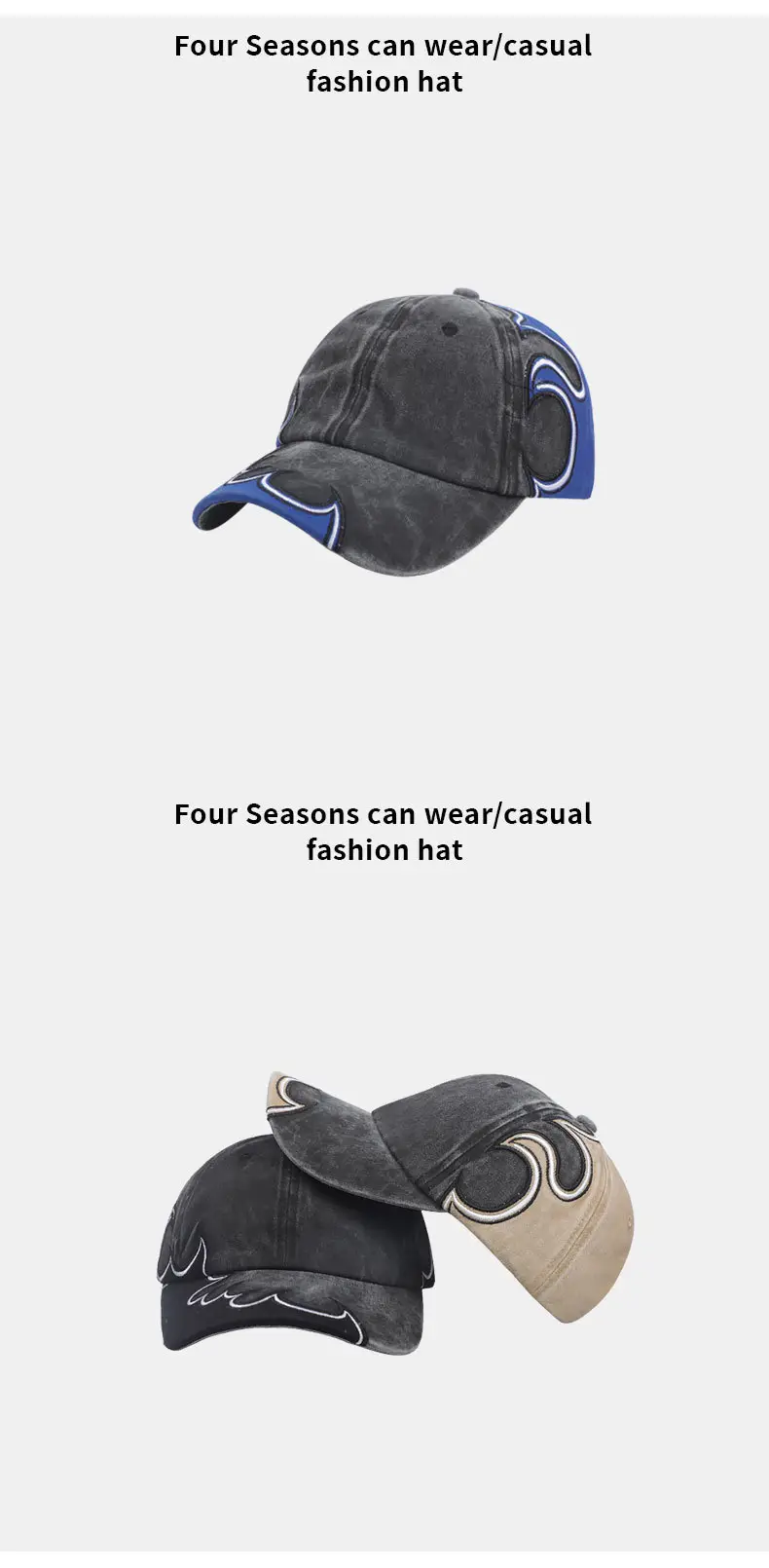 Men Heavy Duty Gray Duckbill Cap with Chinese Embroidery — feature 11