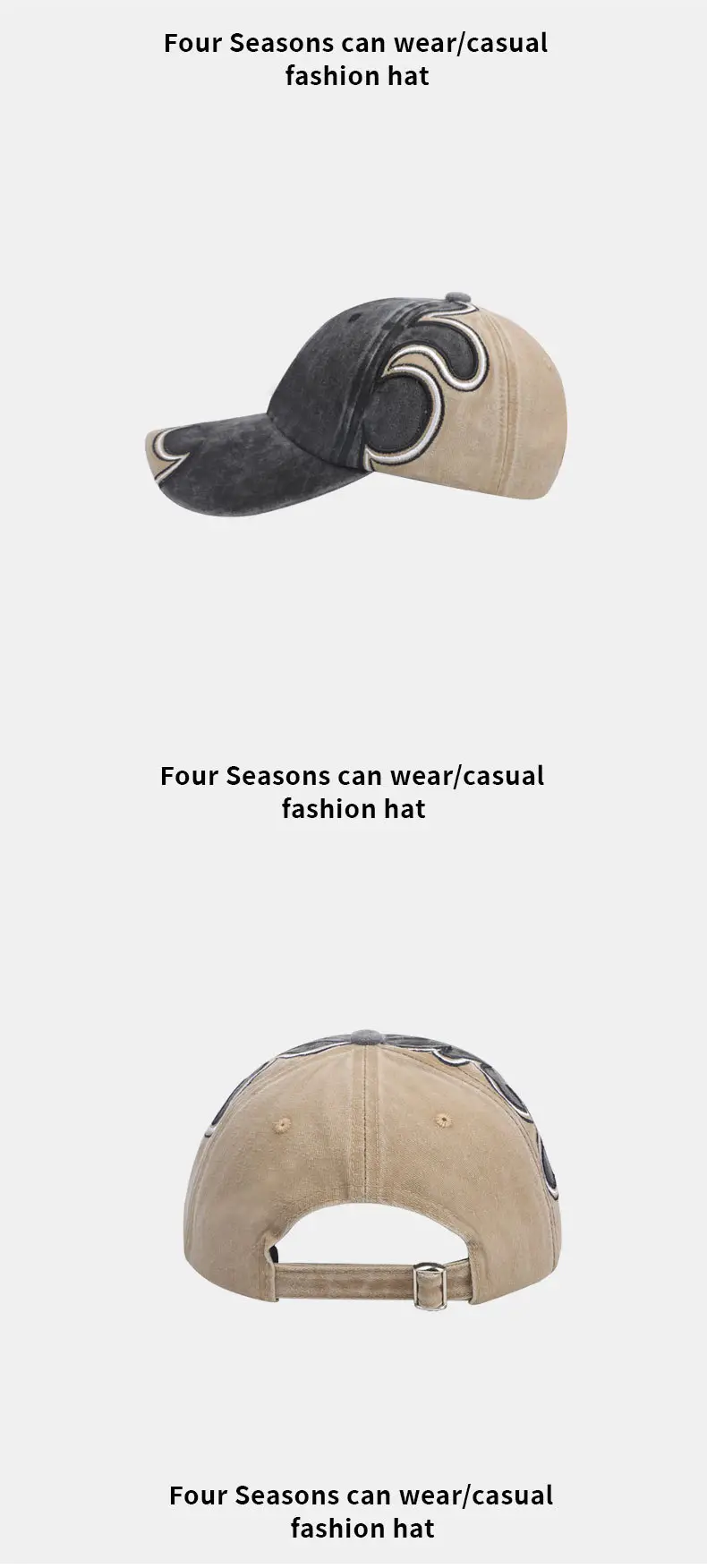 Men Heavy Duty Gray Duckbill Cap with Chinese Embroidery — feature 12