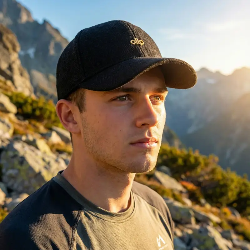 Men's Grey Houndstooth Baseball Cap with Curved Brim