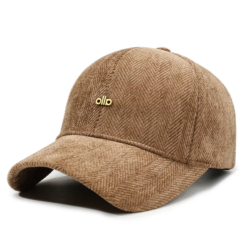 Men's Grey Houndstooth Baseball Cap with Curved Brim