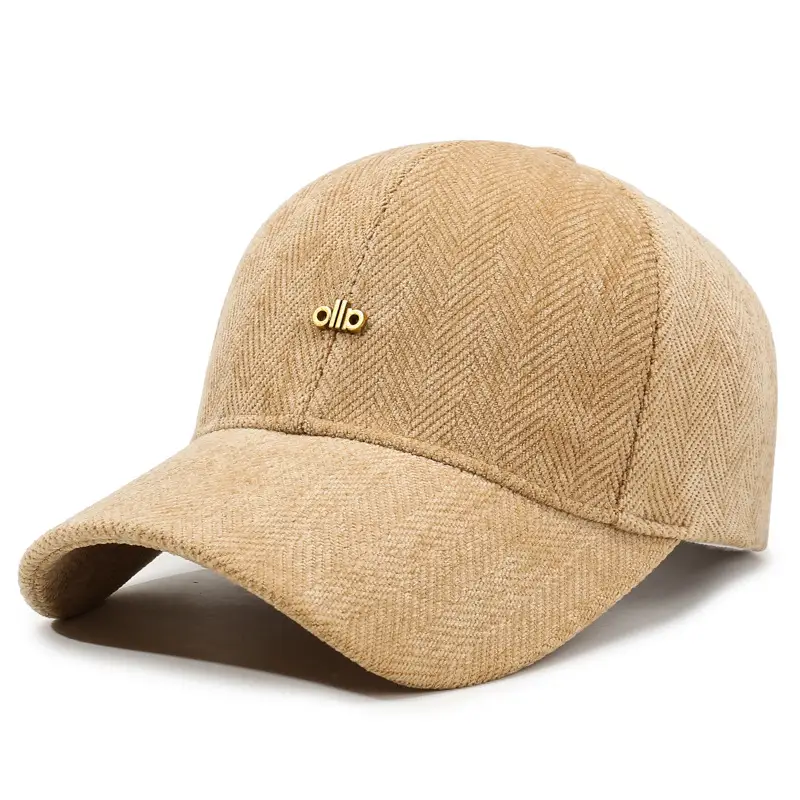 Men's Grey Houndstooth Baseball Cap with Curved Brim