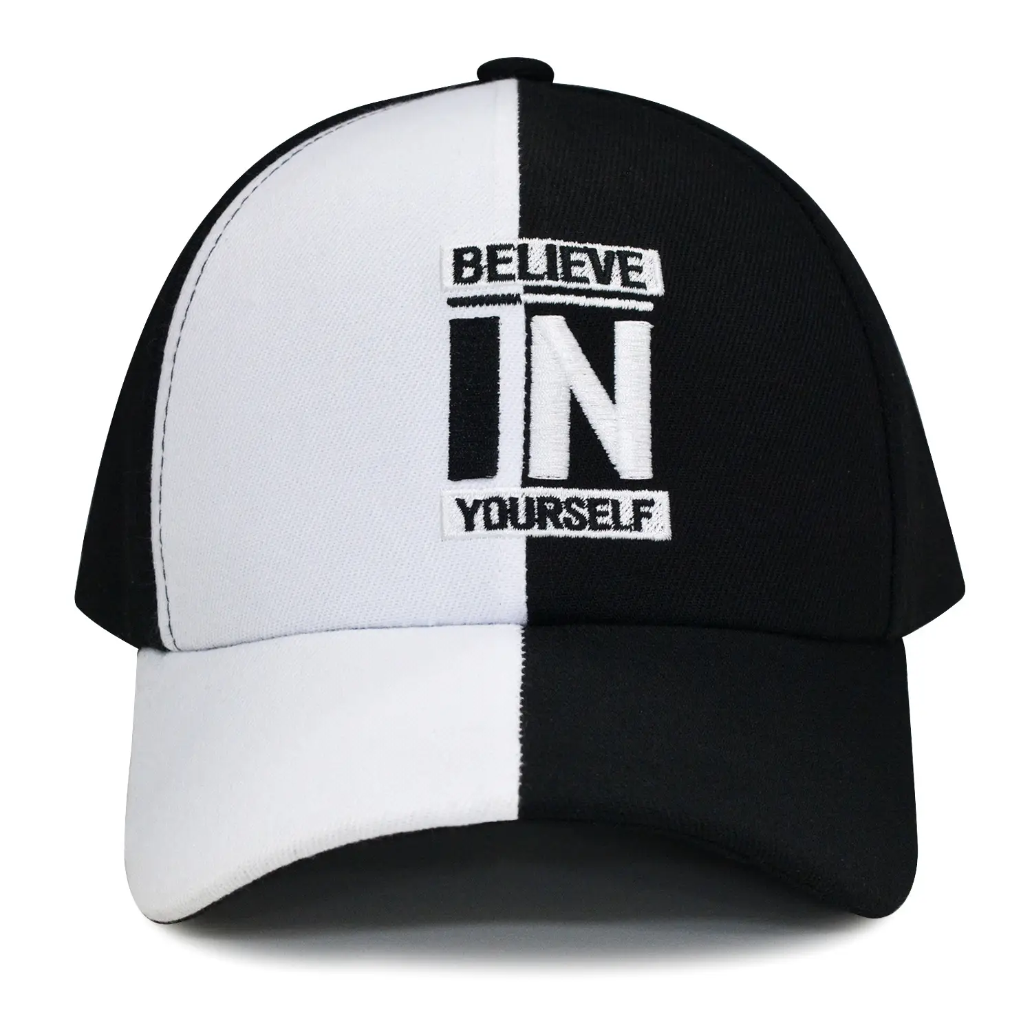 Unisex Red Black Baseball Cap with "BELIEVE IN YOURSELF" Design - Image 5
