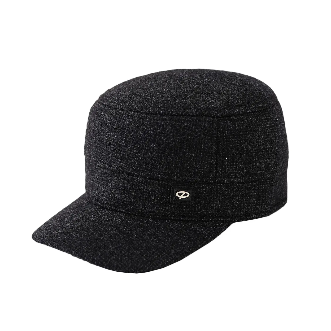 Men's Black Winter Flat Cap with Ear Protection - Image 5