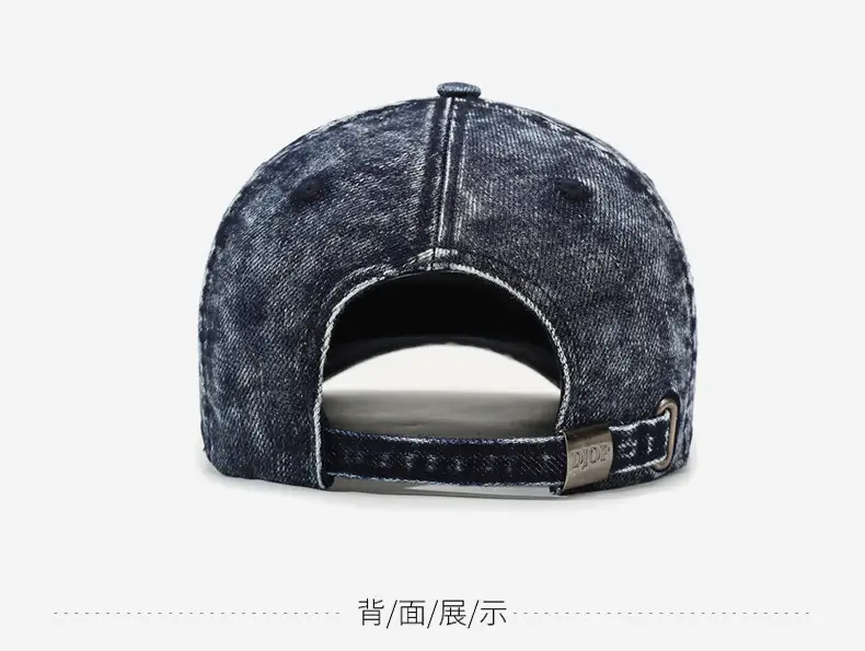 Men Retro Denim Letter Embroidered Peaked Cap Sun Hat — feature 11