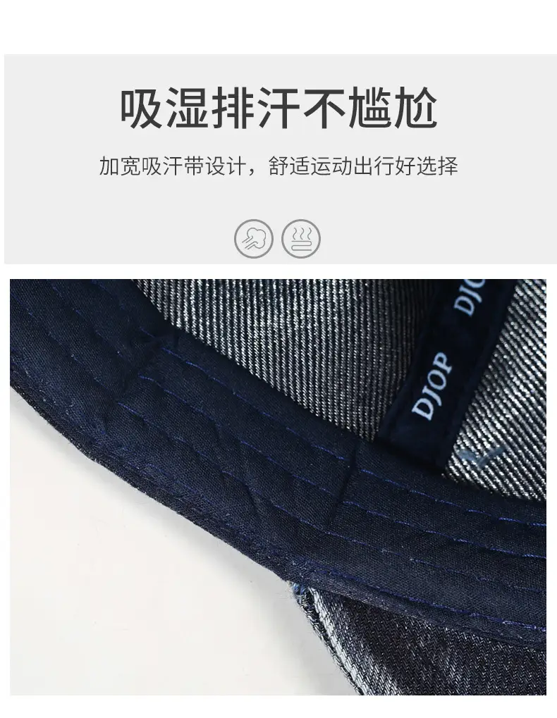 Men Retro Denim Letter Embroidered Peaked Cap Sun Hat — feature 3