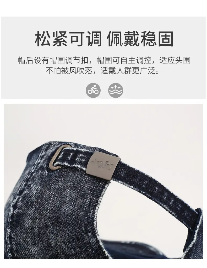 Men Retro Denim Letter Embroidered Peaked Cap Sun Hat — feature 4