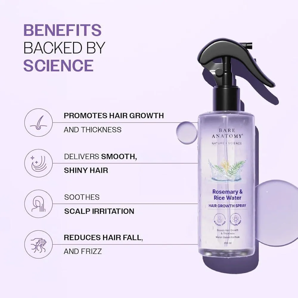 Rosemary & Rice Water Hair Growth Spray 200ml Black