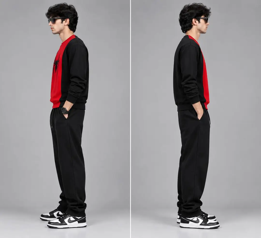 Men’s Spider Printed Winter Tracksuit Set – Full Sleeve Sweatshirt & Jogger Pants