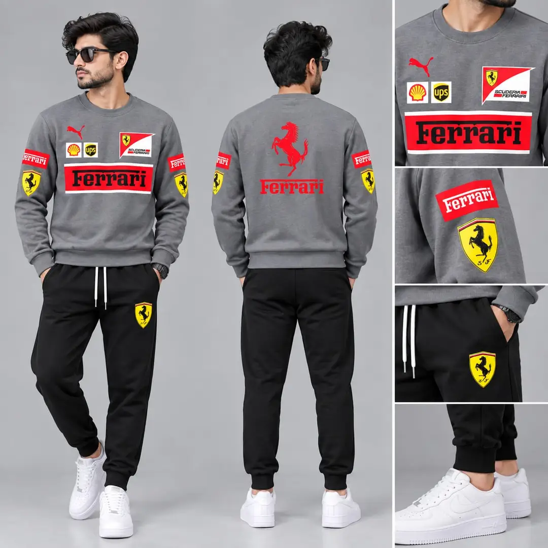 Ferrari Printed Grey Sweatshirt – Men’s Premium Casual Wear