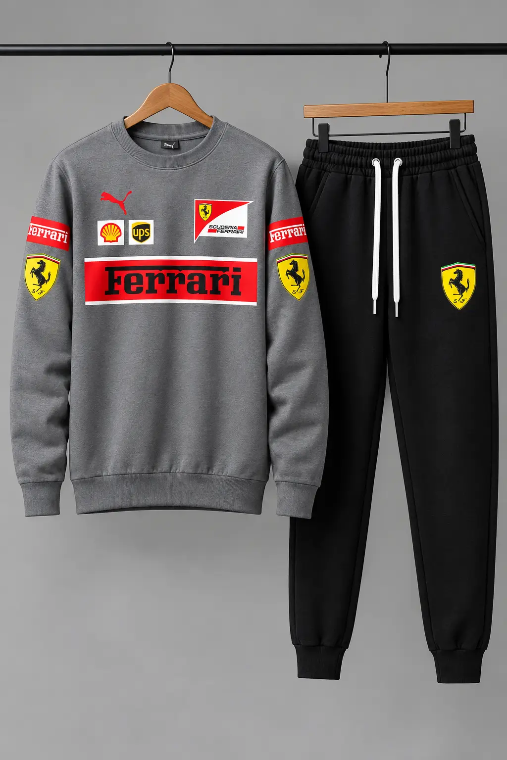 Ferrari Printed Grey Sweatshirt – Men’s Premium Casual Wear