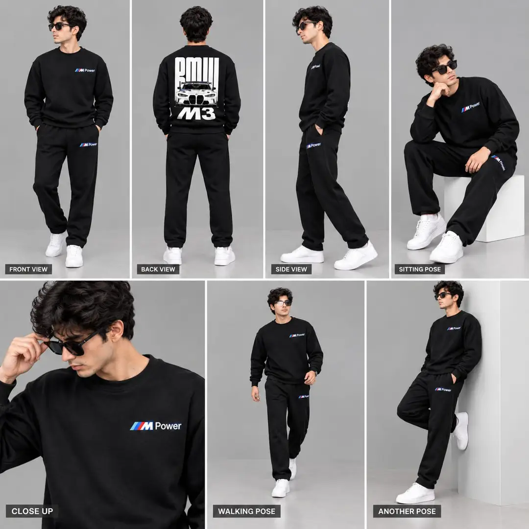 Men’s Black M Power Sweatshirt & Trouser Set
