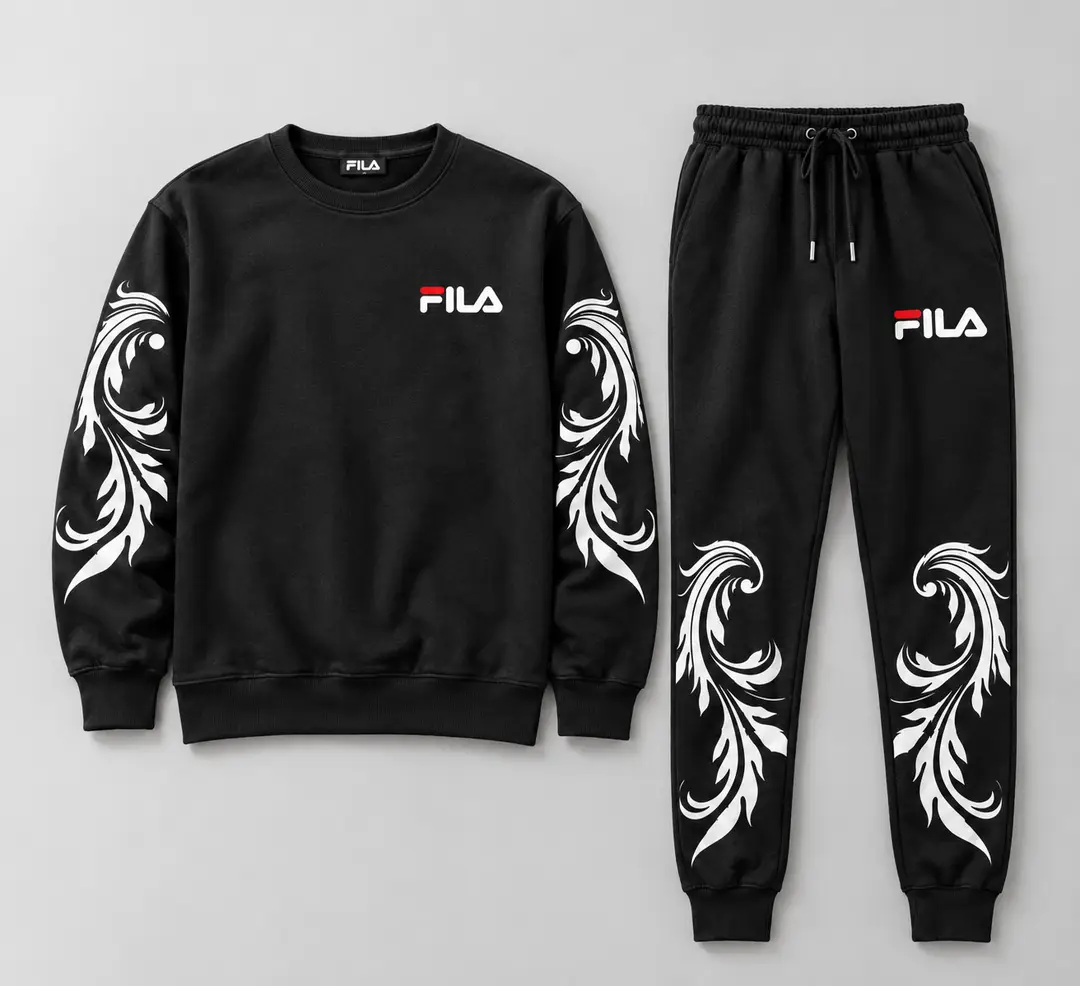 Men’s Black Printed Sweatshirt & Trouser 2-Piece Set