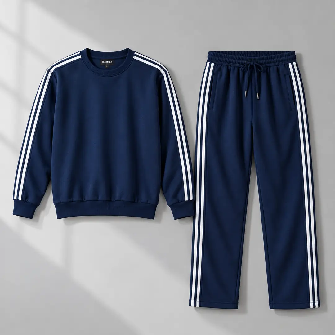 Men’s Blue Striped Sweatshirt & Trouser Tracksuit Set