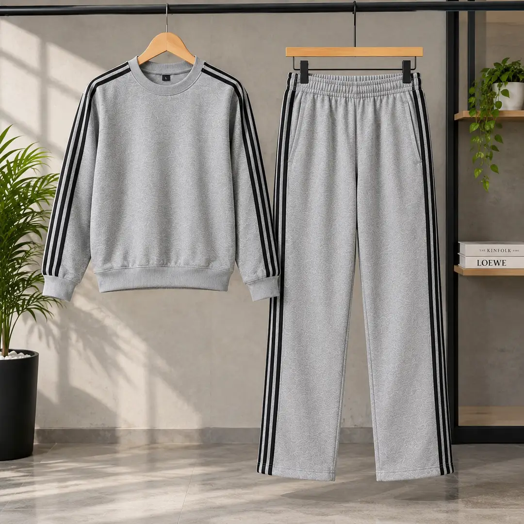 Men’s Black Striped Sweatshirt & Trouser Tracksuit Set
