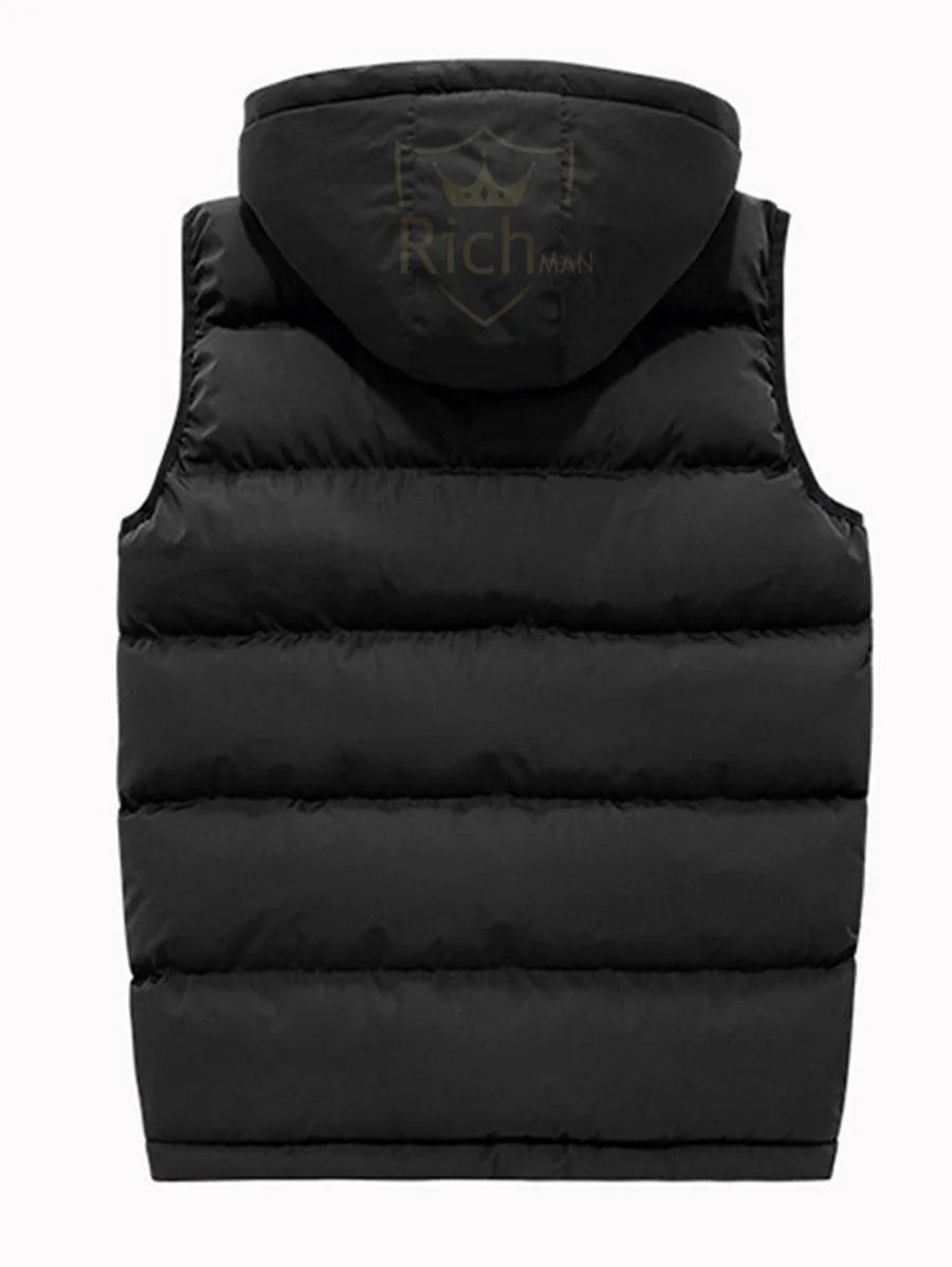 Men's Hooded Polyester Bomber Jacket - 1 Pc in Black