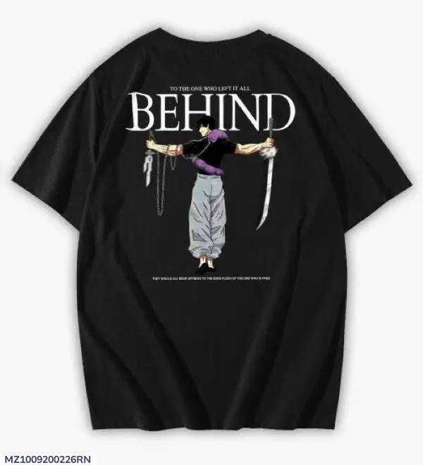 Men's Premium Cotton Anime Back Print T-Shirt – Oversized Casual Streetwear Tee