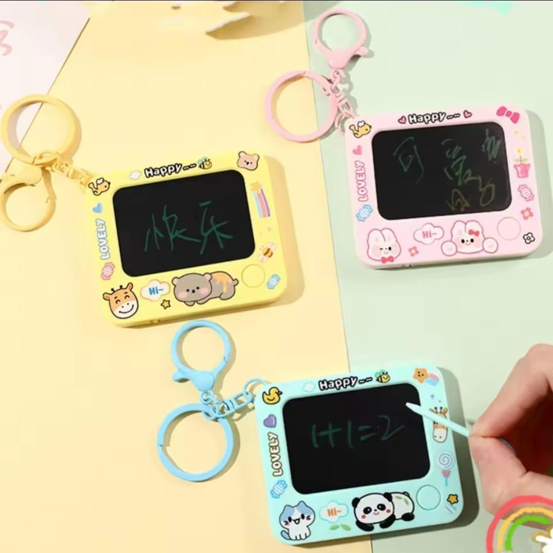Portable Art Keychain Pink Blue Yellow 10x8x1cm ABS Plastic