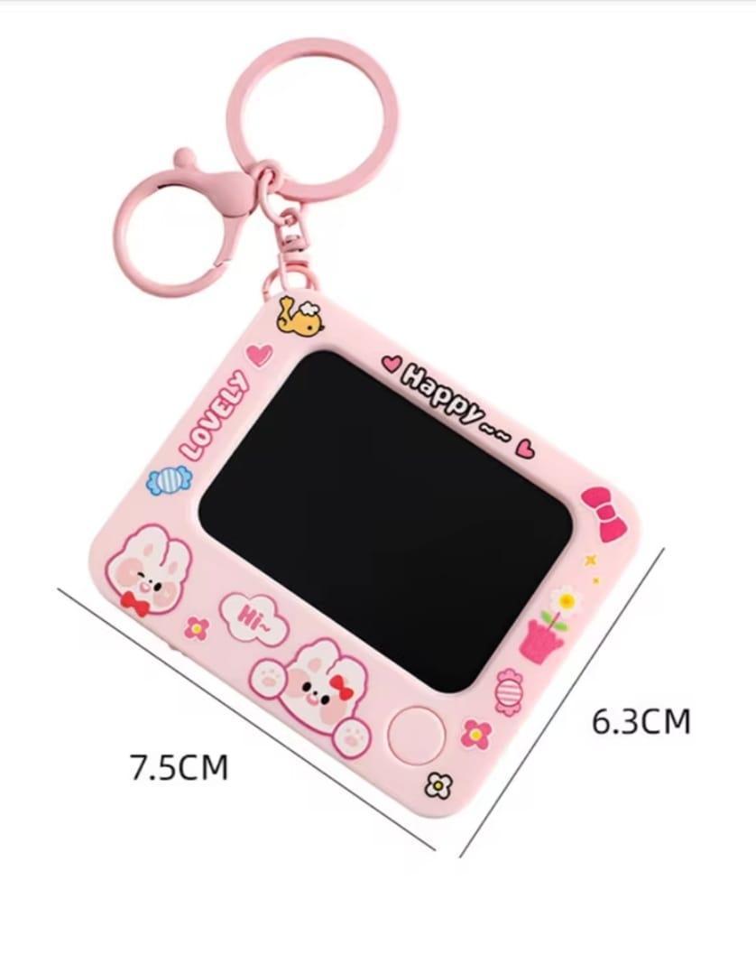 Portable Art Keychain Pink Blue Yellow 10x8x1cm ABS Plastic