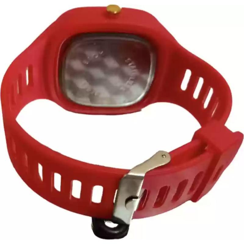 Red Silicone Men's Analogue Watch with Gold Accents