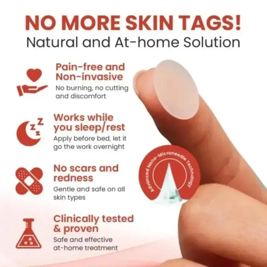 DermaSmooth Skin Tag Remover Patch 72 Pcs Cotton Red