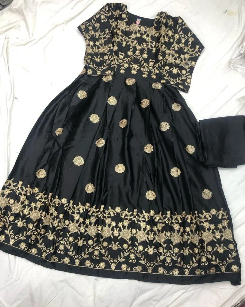 2 Pcs Women’s Stitched Shamoz Silk Zari Tilla Embroidered Maxi